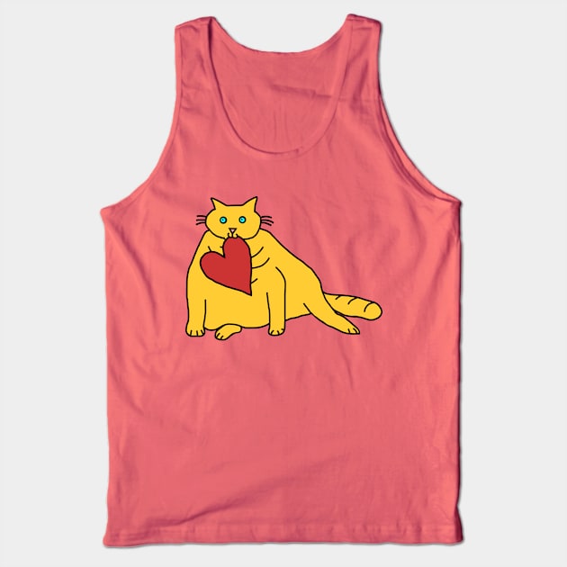 Chonk Cat with Love Heart on Valentines Day Tank Top by ellenhenryart